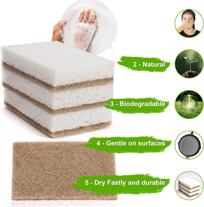 Natural Sponges for Dishes 12 Pack - Image 2