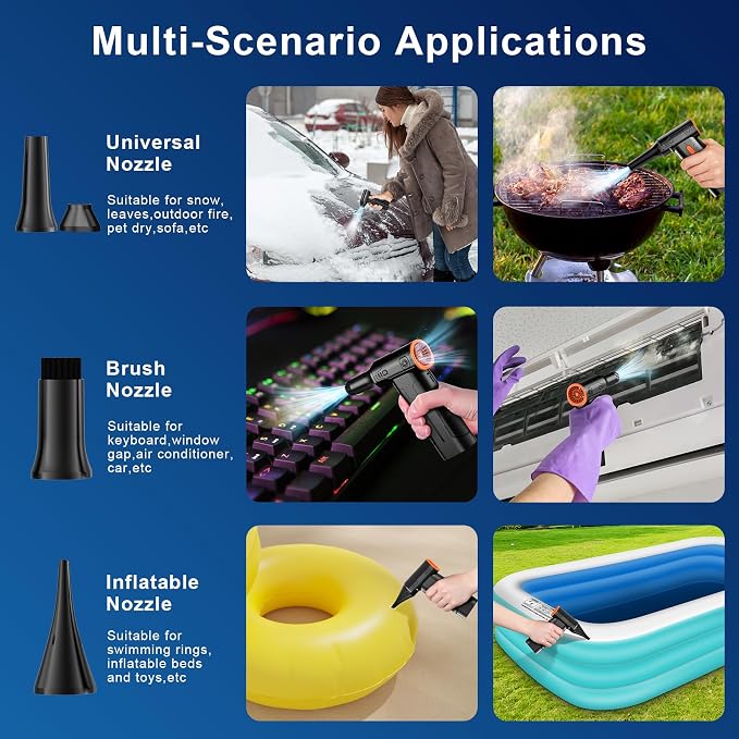Compressed Air Duster, 130000RPM Multi-Gear Adjustable Electric Air Duster - Image 4