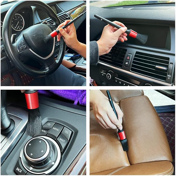 10pcs Auto Car Detailing Brush Set Car Interior Cleaning Kit Includes 5 Boar - Image 6