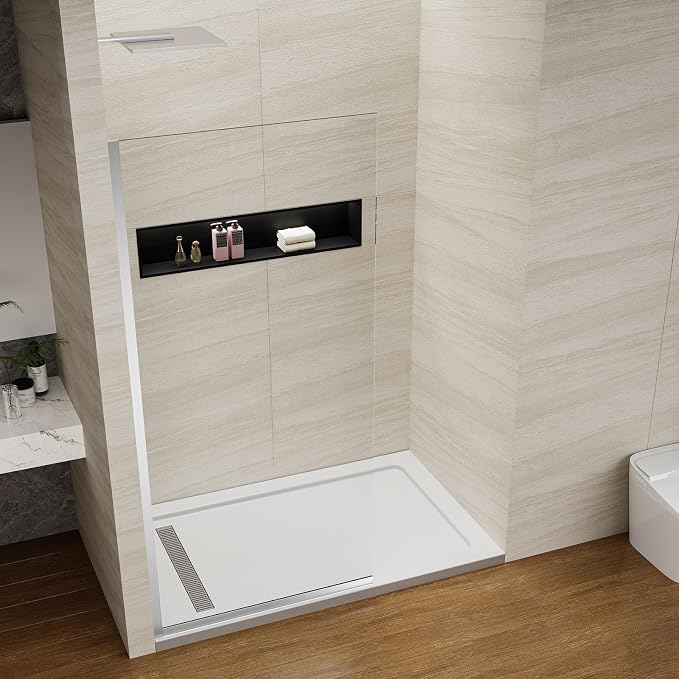 Shower Screen 36" x 76" Half Frameless Shower Wall Panel, Tempered Glass 3/8 - Image 8