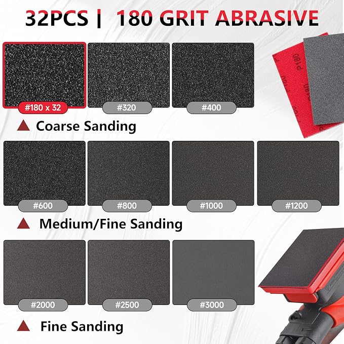 32-Pack 3x4 Inch 180 Grit Hook & Loop Sanding Sponges - Image 2