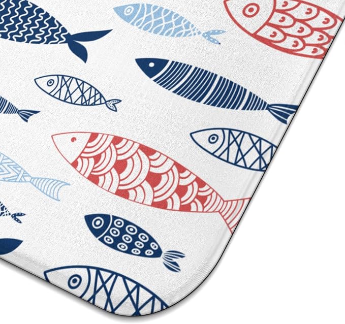 Fish Dish Drying Mat for Kitchen Countertops, Japanese Fish Pattern Microfiber - Image 6