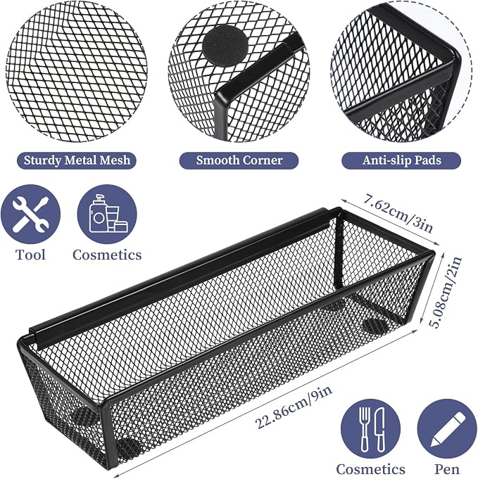 10 Pack Silverware Drawer Organizer 9 x 3 x 2 Inch Mesh Utensil Organizer - Image 2
