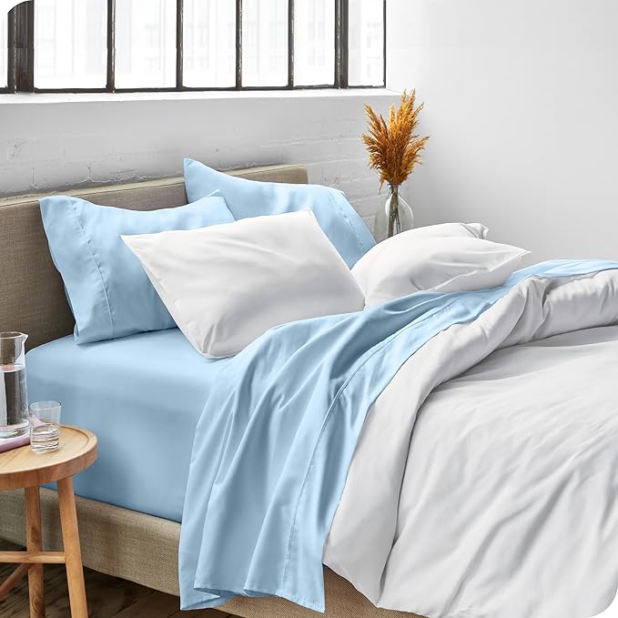 Bare Home Twin Sheet Set - 1800 Ultra-Soft Microfiber Twin Bed Sheets - Double Brushed - Deep Pockets - Easy Fit - Extra Soft - 3 Piece Set - Bedding Sheets & Pillowcases (Twin, Light Blue)
