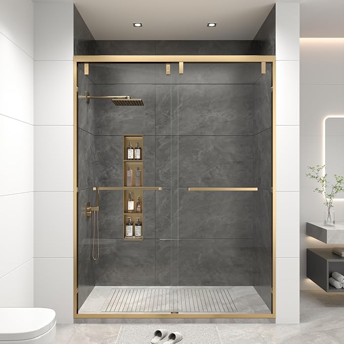 RFN 50-54" W x 76" H Framed Bypass Double Sliding Shower Door, 1/4" by Unknown
