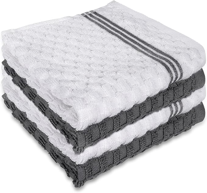 4 Pack 100% Cotton Wash Cloth, 12x12 Inch Highly Absorbent and Soft Feel by INFICRIME