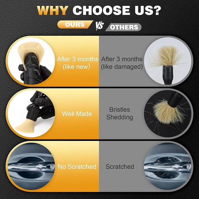7PCS Car Detailing Brush Set, Boars Bristle Car Cleaning Detail Brush kit - Image 7