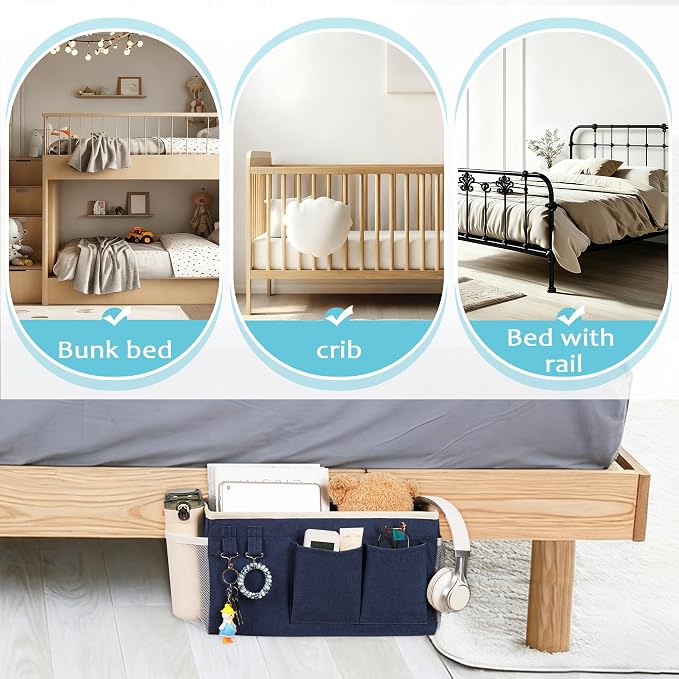 Loghot Bedside Caddy/Bedside Storage Bag Hanging Organizer - Image 5