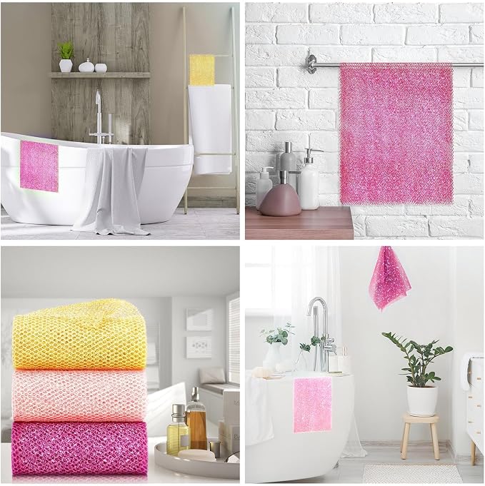 3 Piece Bright Style African exfoliating net Exfoliating Shower Set Long Bath - Image 7
