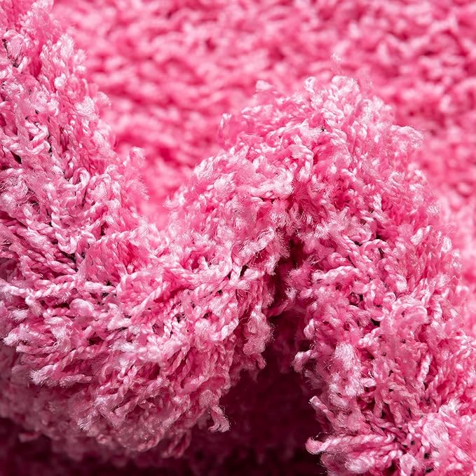 Unique Loom Solid Shag Collection Area Rug (3' 3" x 5' 3" Oval, Taffy Pink)