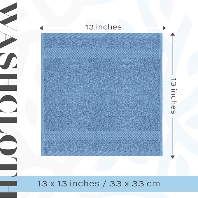 White Classic Luxury Cotton Washcloths 13x13 Inch - Image 4