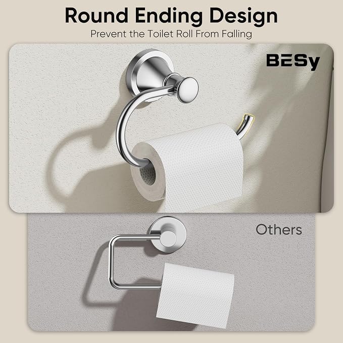 BESy Polished Chrome Toilet Tissue Paper Holder Polished Chrome Bathroom - Image 3