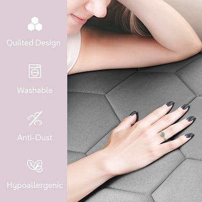 Hearth & Harbor 2 Pack Full Size Quilted Fitted Mattress Pad Cover, 100% Waterproof Mattress Protectors, Deep Pocket Fitted Mattress Cover 8" - 21" (54" x 75", Gray)