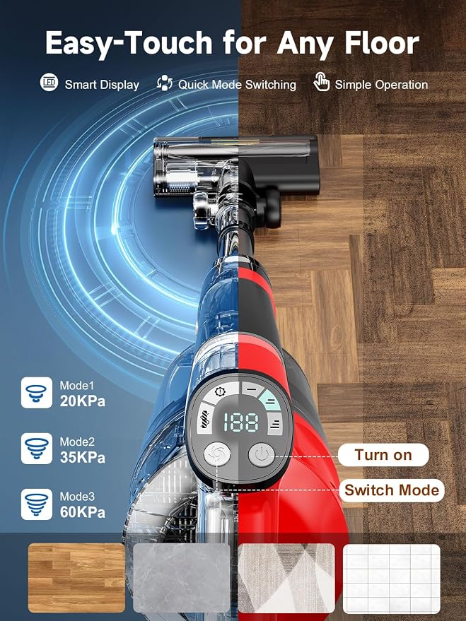 60KPa Cordless Vacuum Cleaner for Home, 700W Pet Vacuum, 70-Min Runtime - Image 5