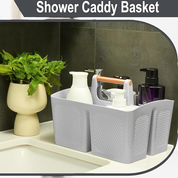 Haundry Plastic Light Gray Shower Caddy Basket - Image 5