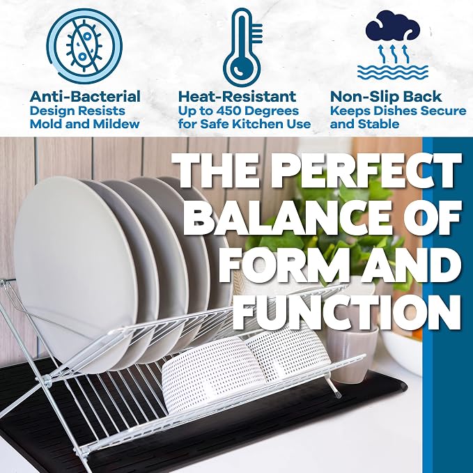 Large Silicone Dish Drying Mat for Kitchen Counter or Under Sink, Waterproof - Image 4