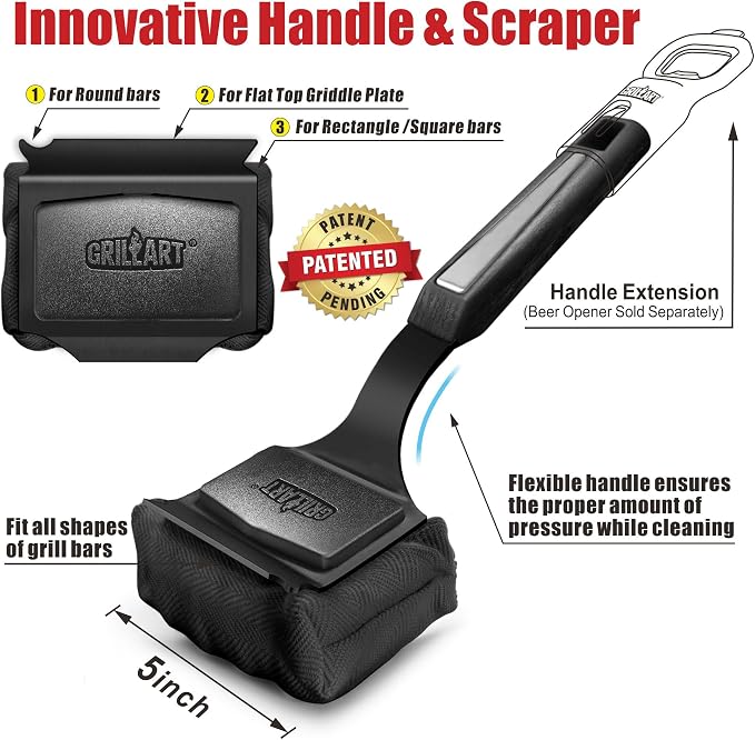 GRILLART Grill Brush Bristle Free. SteamWizards BBQ Replaceable Cleaning Head - Image 5