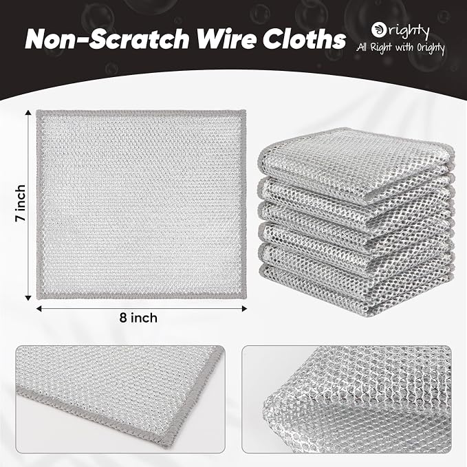 Orighty Multipurpose Wire Dishwashing Rag, Reusable Steel Scrubber Dish Rags - Image 2