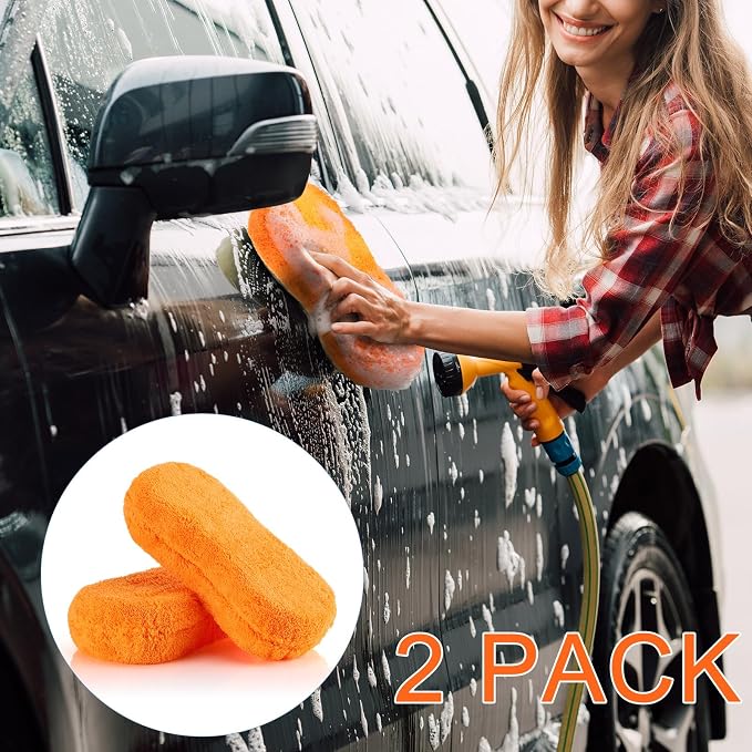 Tanlade 2 Pcs 2 Pack Large Microfiber Car Wash Sponge - Image 6
