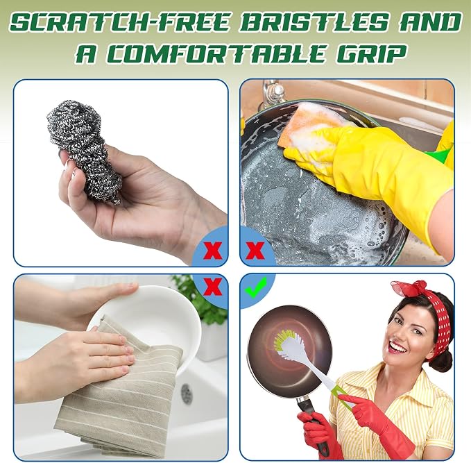 Hsei 20 Pcs Light Green Kitchen Scrub Dish Brush Bulk - Image 3