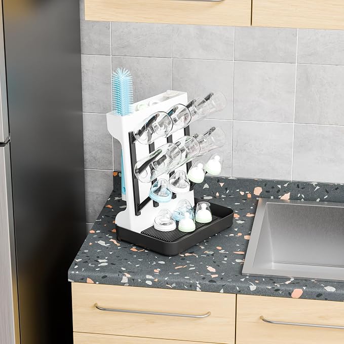SuoXing Baby Bottle Drying Rack Space Saving, Countertop Vertical Bottle Rack - Image 7