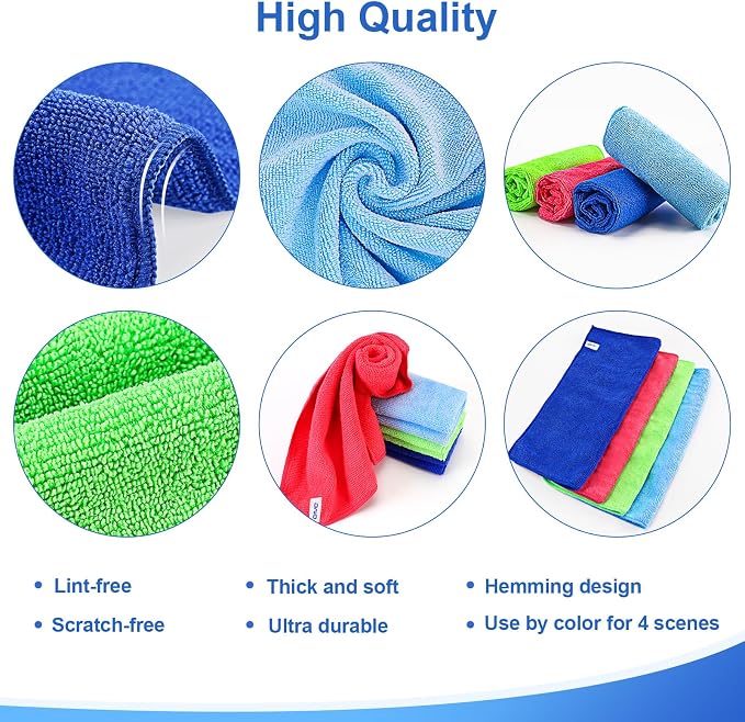 12Pcs Premium Microfiber Cleaning Cloth, Highly Absorbent Household Cleaning - Image 3