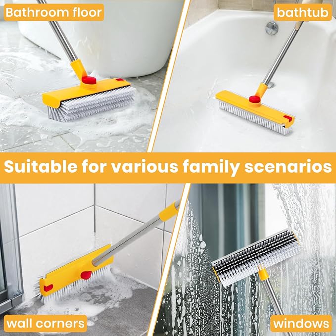 64in Floor Scrub Brush with Long Handle, 3 in 1 Hard Bristle Cleaning Brush - Image 3
