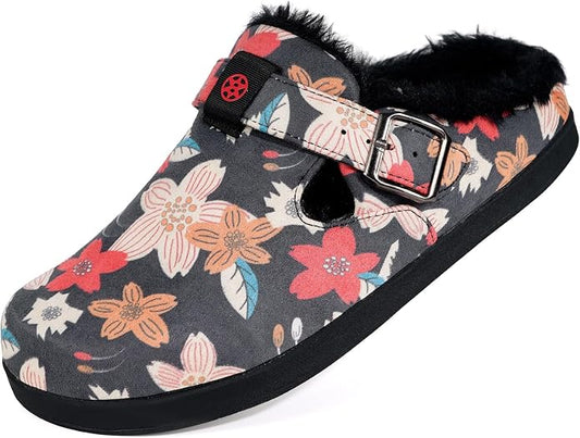 Fur Lined Clogs for Women Men Suede Winter Slippers Arch Support Slip on Mules - Image 2