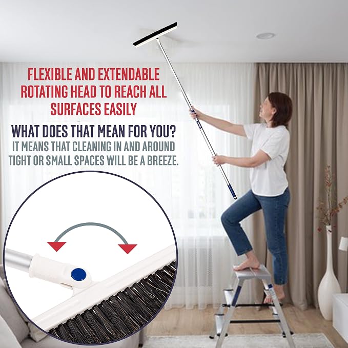 Candor Rotatable Push Broom | 63 Inch Long Lightweight Flexible Cleaning Brush - Image 4