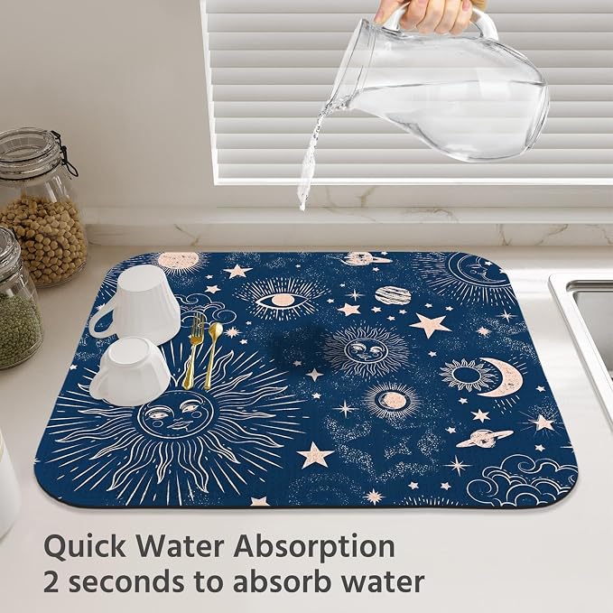 Dish Drying Mat for Kitchen Counter 18x24 Inch, Super Absorbent Dish Drainer Mat - Image 3