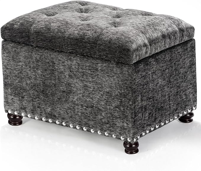 Joveco Storage Ottoman Bench, Rectangle 24" Velvet Foot Rest Stool Square by Joveco