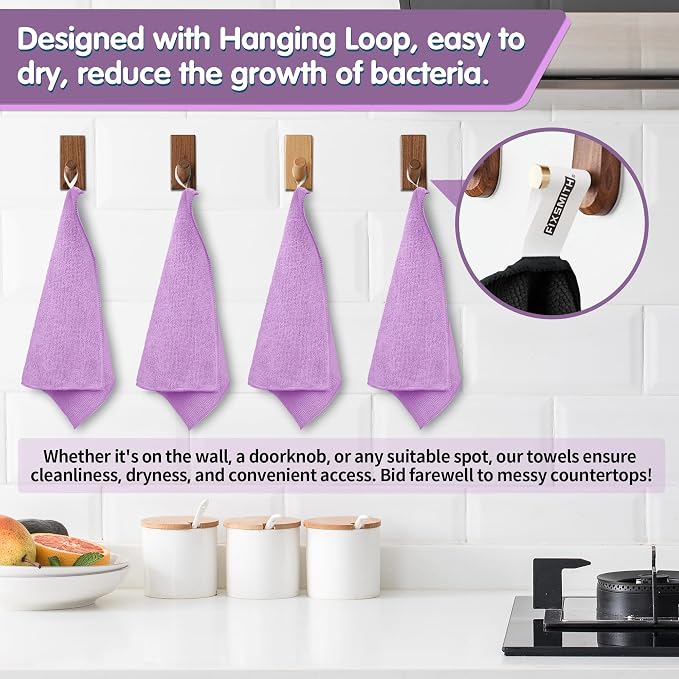 FIXSMITH Purple Microfiber Cleaning Cloth -Pack of 8, Highly Absorbent Cleaning - Image 4