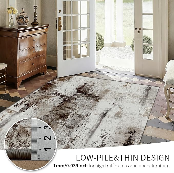 3x5 Indoor Entryway Rug, Modern Abstract Washable Rug, Boho Non Slip Throw - Image 6
