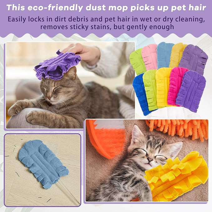 Zubebe 20 Pcs Duster Refill Reusable Fleece Duster Refills Feather Flat Dusters - Image 5