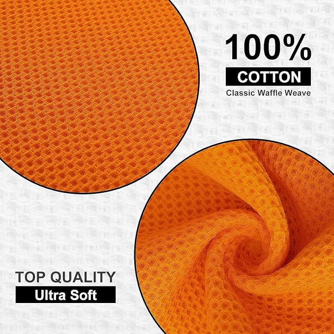 Kitinjoy 100% Cotton Kitchen Dish Cloths, 12 Pack Waffle Weave Ultra Soft - Image 2