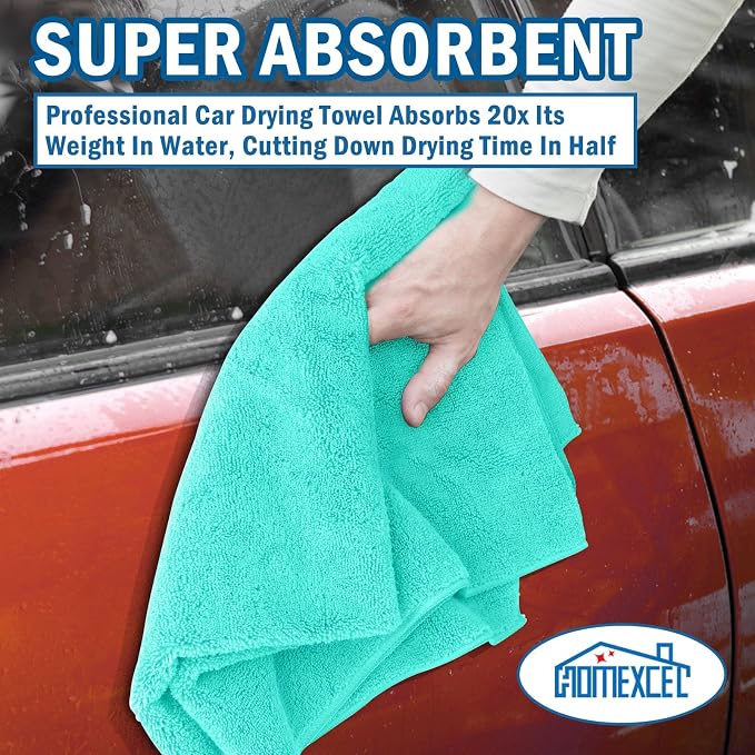 HOMEXCEL Professional Large Microfiber Car Drying Towels 2 Pack, Lint Free - Image 4