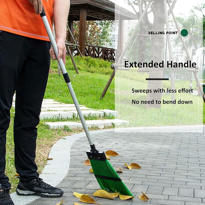 Courtyard Broom-Heavy Duty Broom Long Handle Outdoor Commercial Angle Broom - Image 2