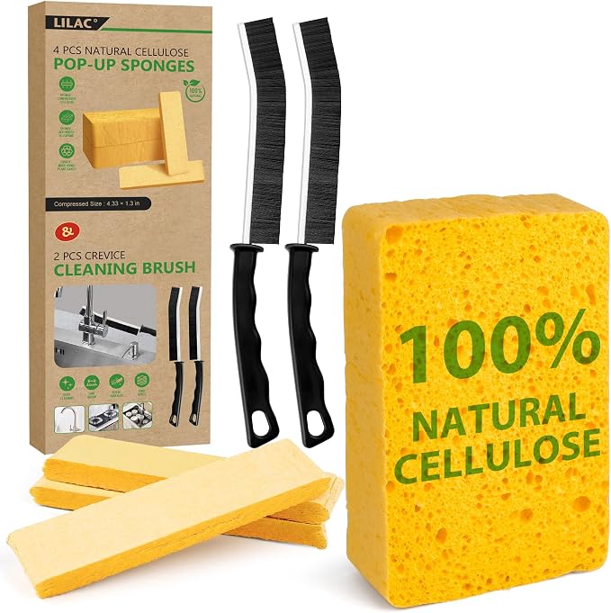 LILAC 6 Pcs Deep Cleaning Set: 2 Pack Stiff-Bristle Crevice Cleaning Brushes & by LILAC