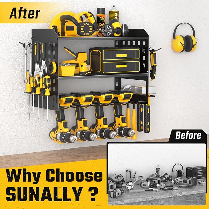 Power Tool Organizer, Heavy Duty Wall Mount Tool Organizer 3 Layers - Image 3