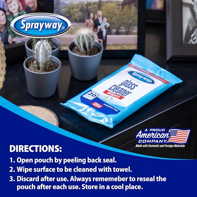 Sprayway Glass Cleaner Wipes, Pre-Moistened | Original Ammonia-Free Formula | - Image 7