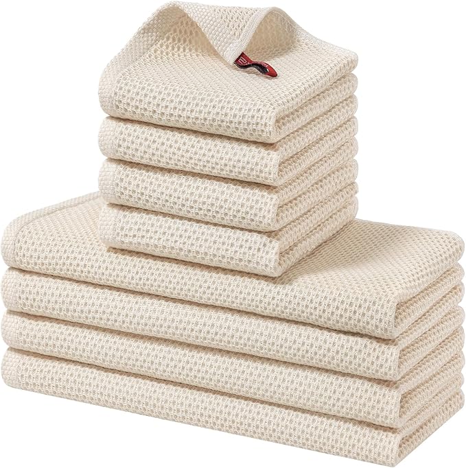 Homaxy 100% Cotton Kitchen Towels and Dishcloths Set, 12 x 12 Inches and 13 x by Homaxy