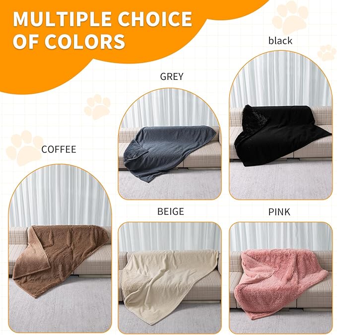 Brown Long Faux Fur Pet Throw Blankets Waterproof Dogs Calming Blanket Cat Puppy Couch Cover Love Bed Covers Washable (Brown,S)