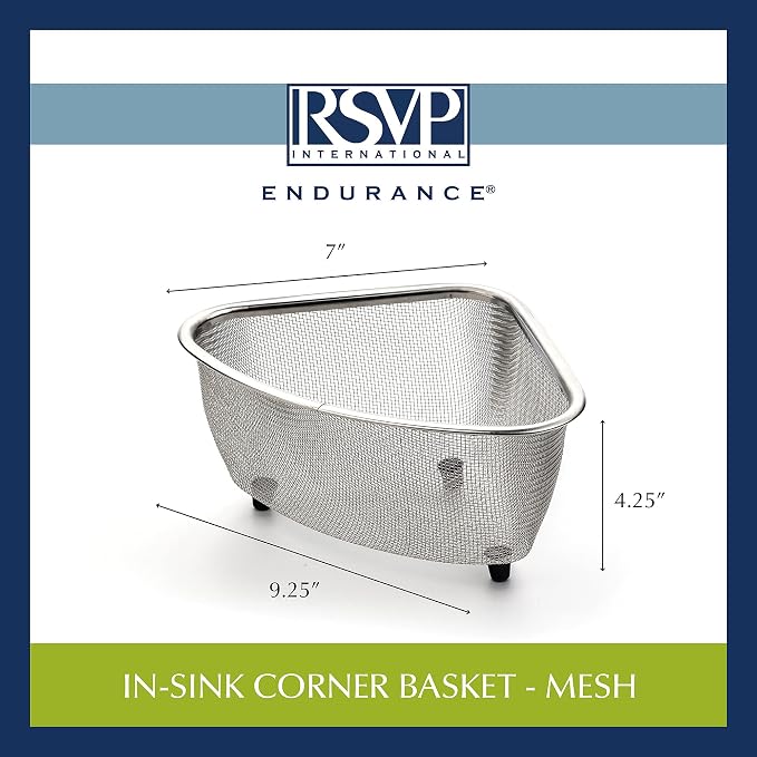 RSVP International Endurance® In-Sink Mesh Colander Strainer Basket, 3 Quart | - Image 3