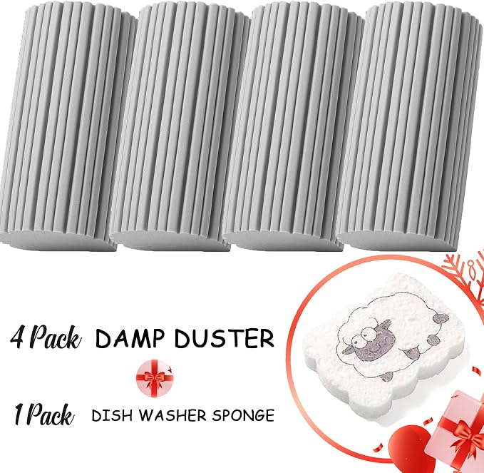 4-Pack Damp Clean Duster Sponge and 1- Pack Cellulose Dishwasher Sponge - Image 2