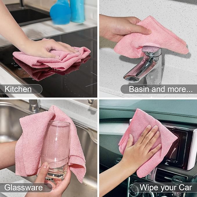 UPSTAR Microfiber Cleaning Cloth, Reusable Paper Towels Rolls, 50 Packs 12x12 - Image 5