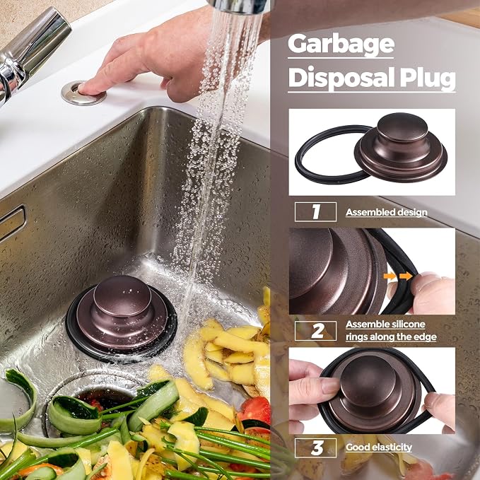 Mudder 3 Pcs Kitchen Sink Drain Strainer and Stopper Stainless Steel Garbage - Image 4
