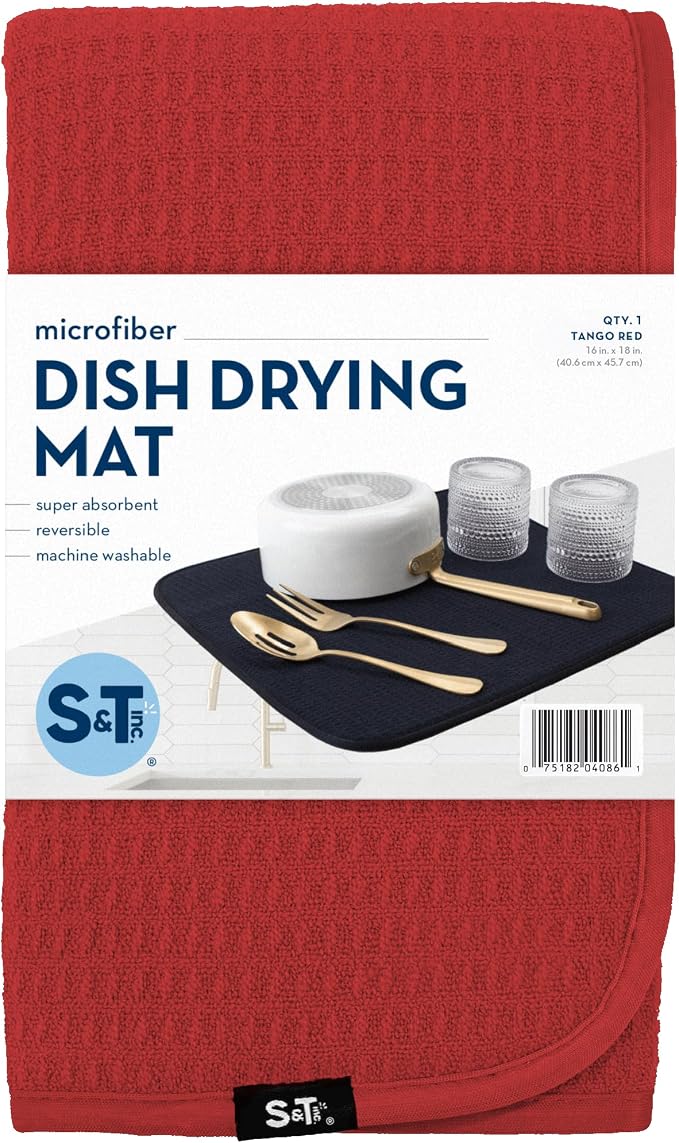 S&T INC. Dish Drying Mat, 16” x 18”, Absorbent Microfiber Kitchen Counter Mat - Image 8