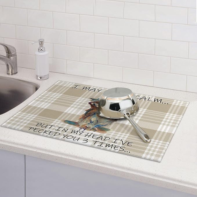 Kitchen Drying Mat Funny Owl Dish Drainer Mat - Image 2