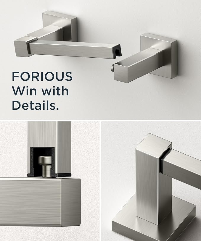 FORIOUS Toilet Paper Holder Wall Mount, Stainless Steel Rustproof Double Post - Image 5