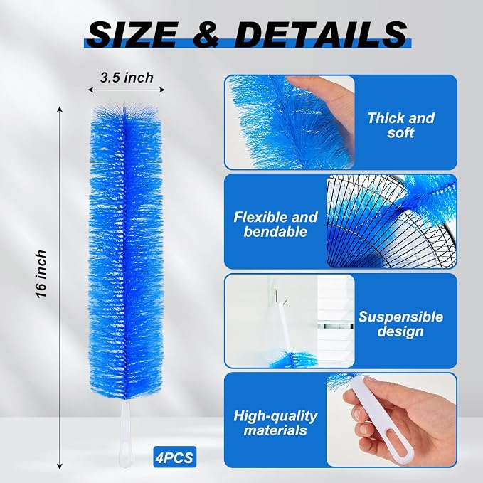 Sliner 4 Pcs Cobweb Duster Bendable Fan Duster Plastic Dust Cleaner Reusable - Image 2